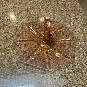 Vintage Pink Glass Serving Tray with Handle